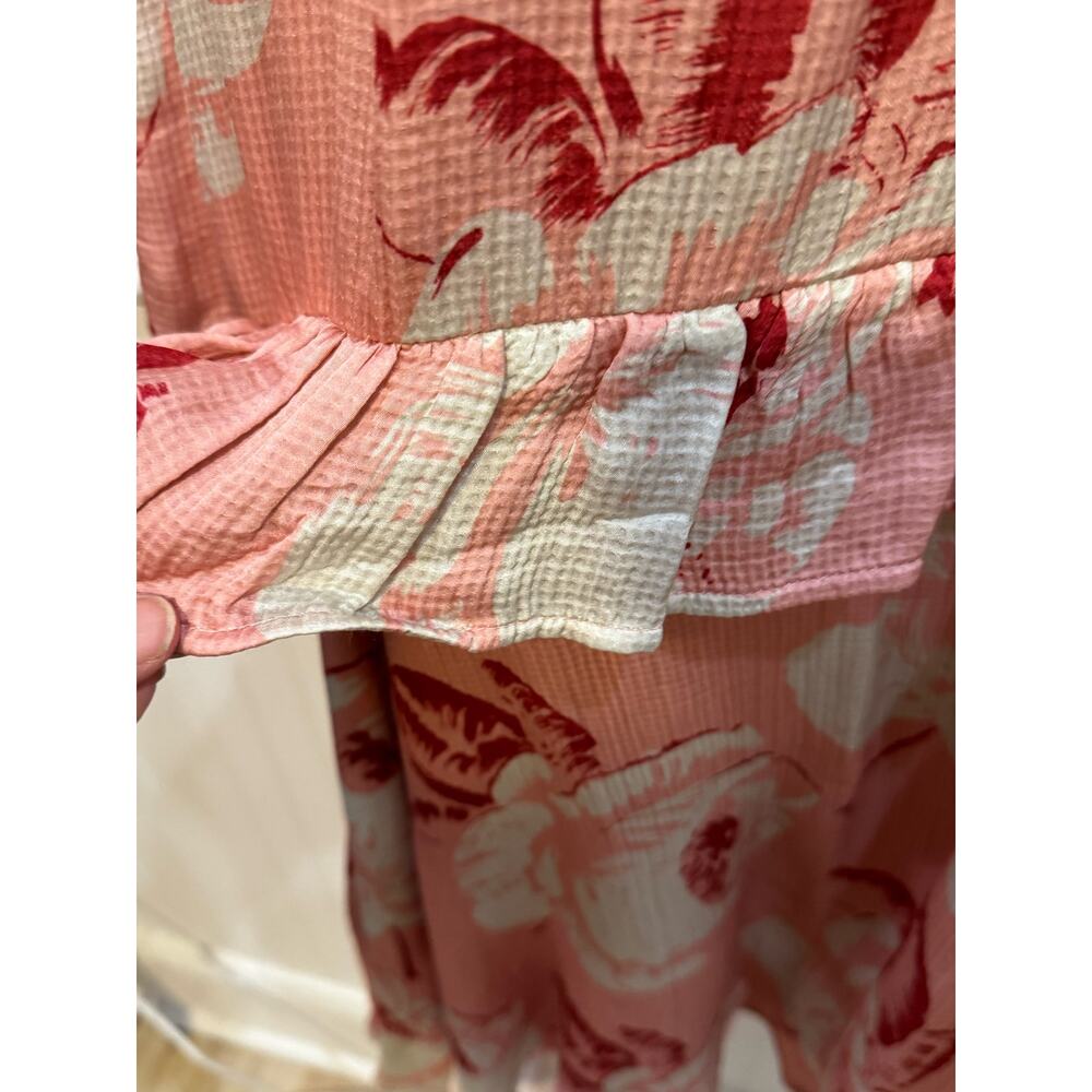 by TIMO $527 Vintage Rose Floral Ruffle Maxi Dress Size L - Picture 8 of 12